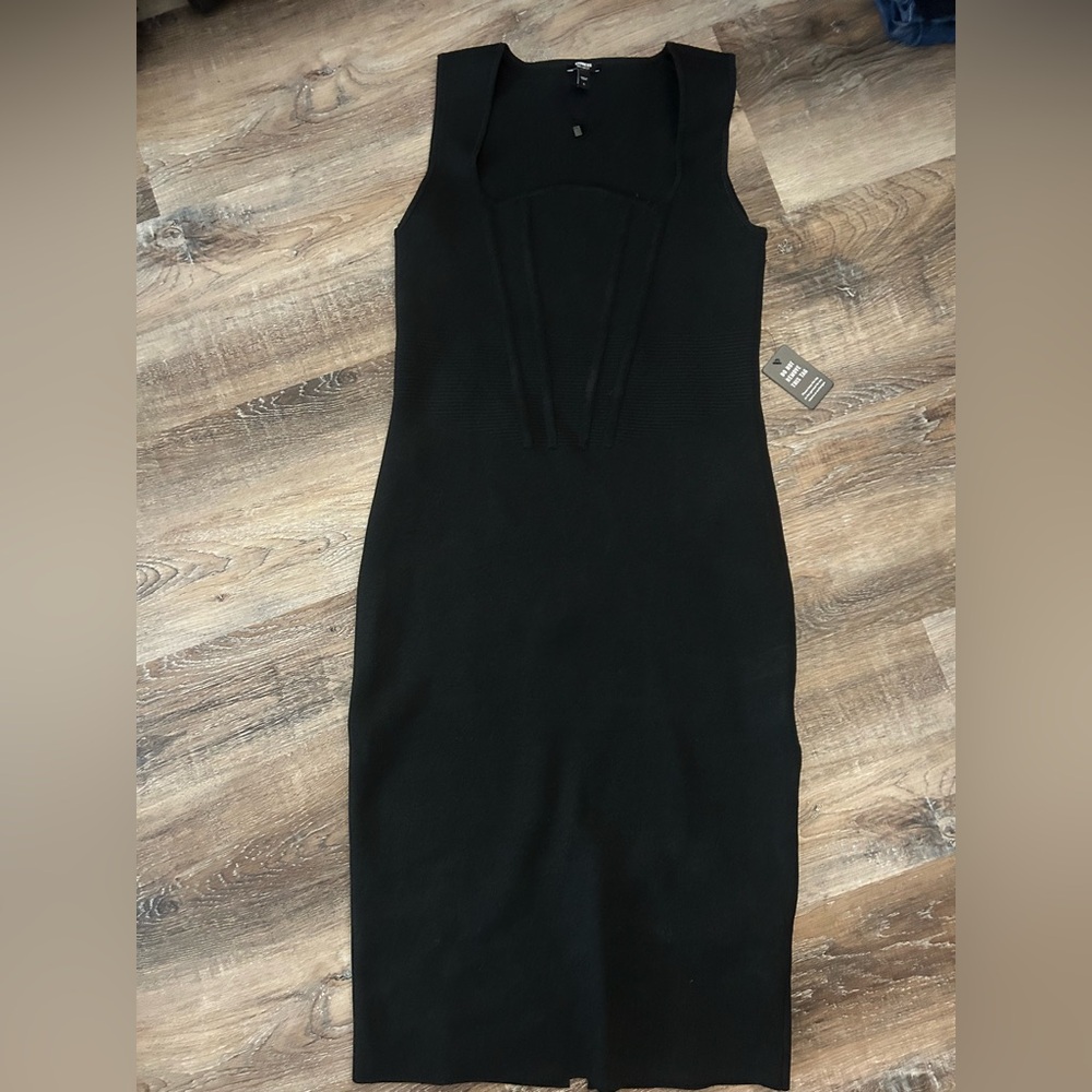 Express Black Sheath Midi Dress Mock Neck